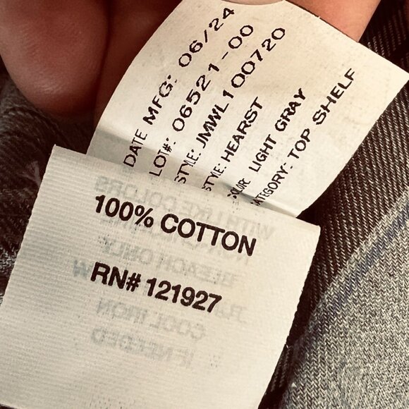 NWOT JOHNNIE-O TOP SHELF HEARST LIGHT GRAY BLUE PLAID BUTTON DOWN SHIRT LARGE - Picture 6 of 7